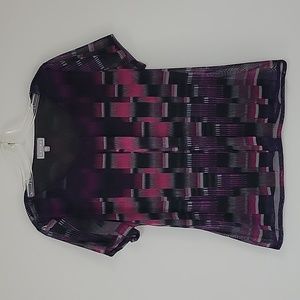 Laura Blouse purple black Grey pink block colours